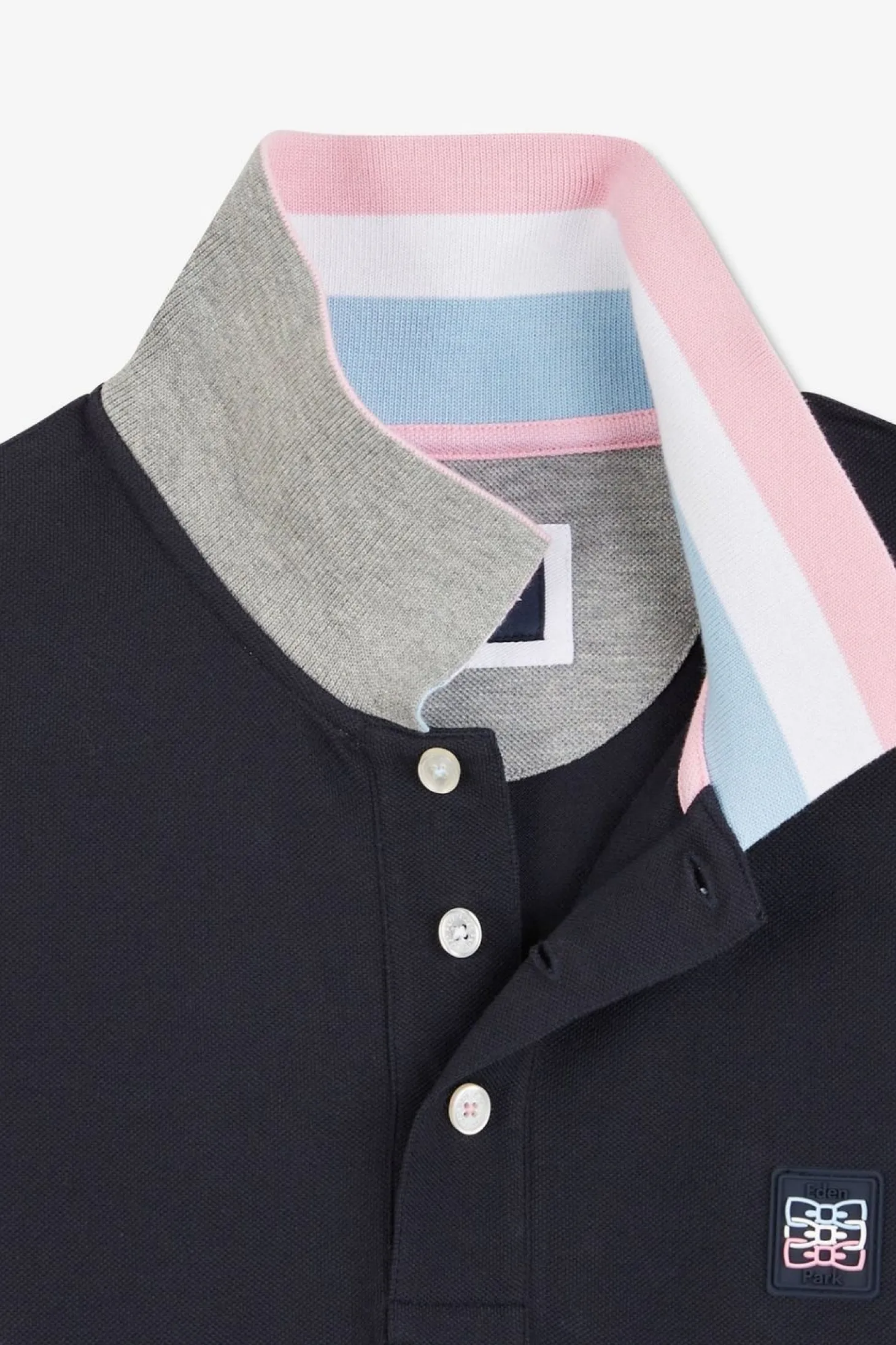 Polo Bleu Marine A Details Tricolores