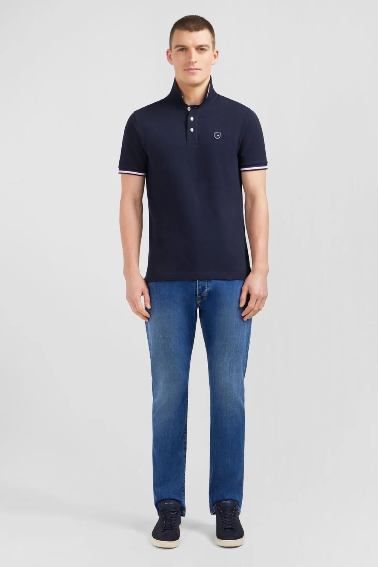 Polo Bleu Marine A Manches Courtes
