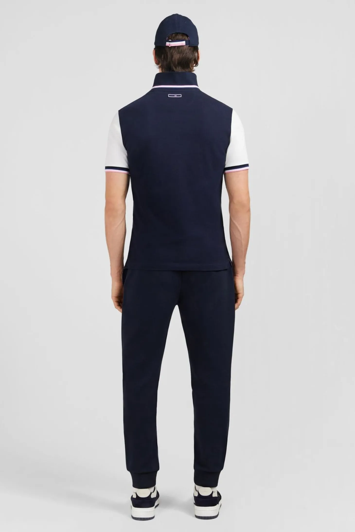 Polo Bleu Marine Colorblock Manches Courtes