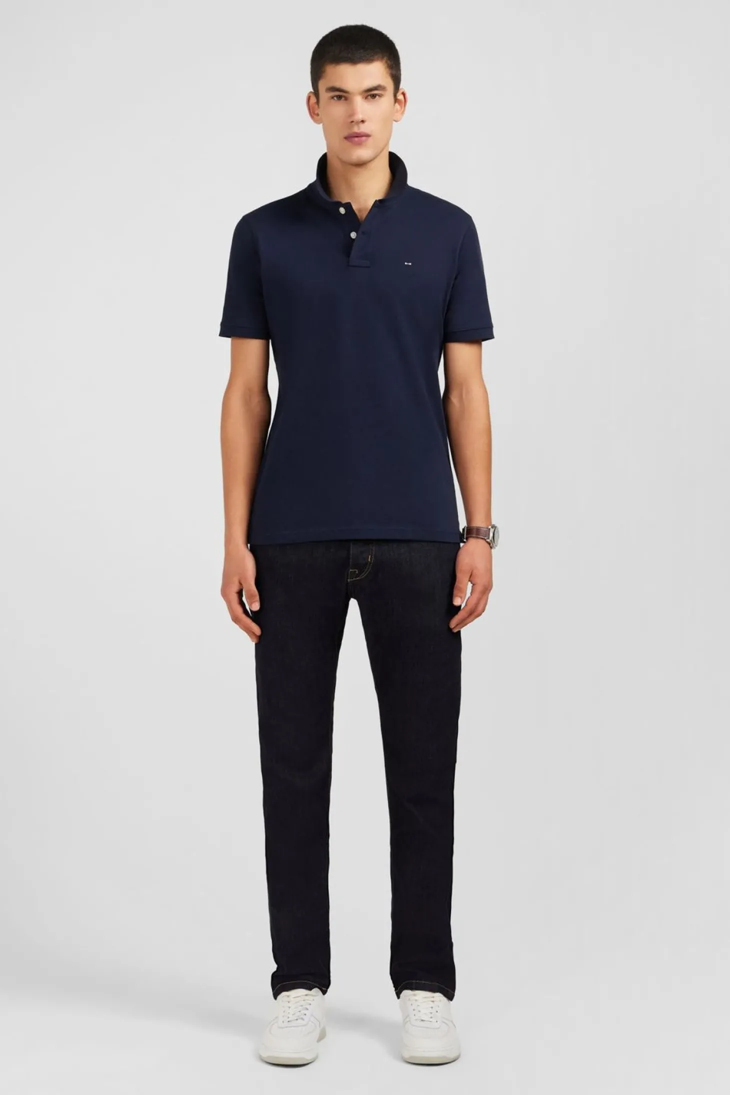 Polo Bleu Marine En Coton Pima Stretch