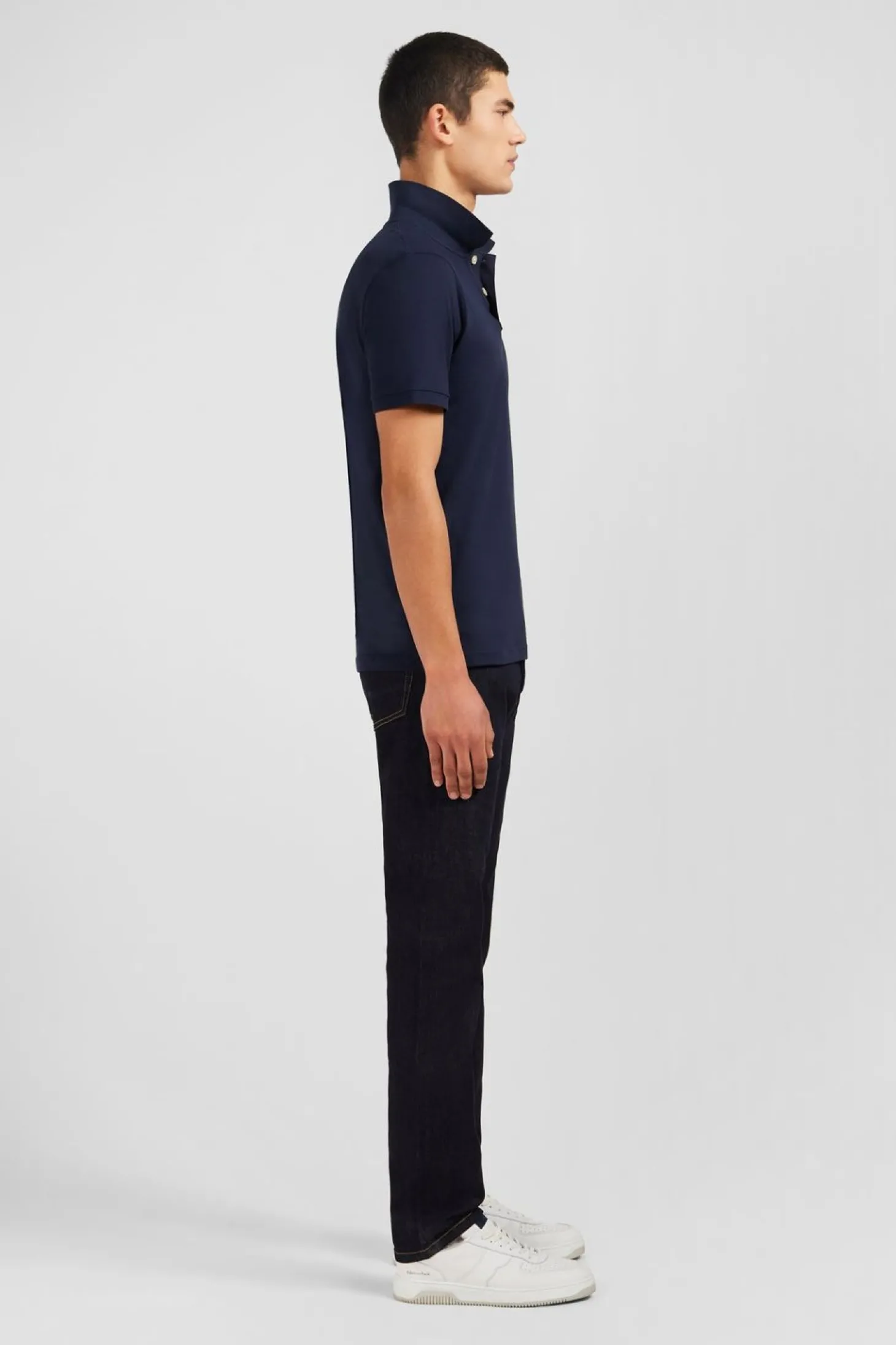 Polo Bleu Marine En Coton Pima Stretch