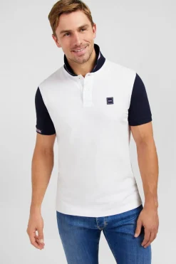 Polo Colorblock Blanc A Manches Courtes