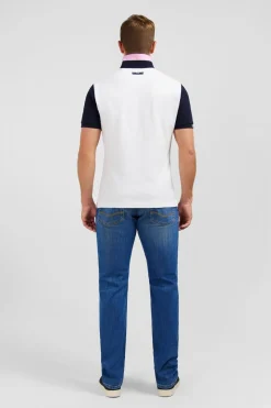 Polo Colorblock Blanc A Manches Courtes