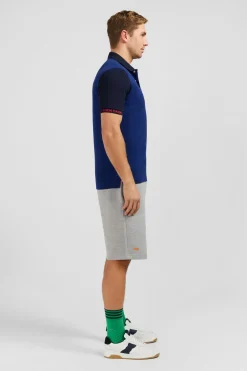Polo Colorblock Bleu A Manches Courtes