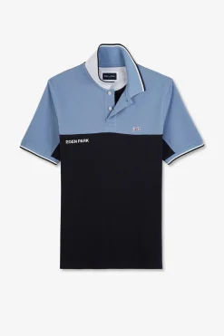 Polo Colorblock Bleu A Manches Courtes