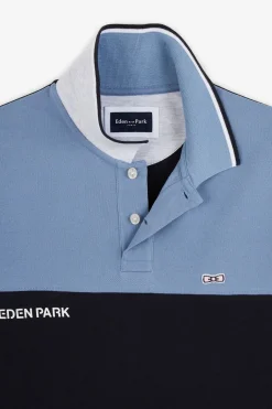 Polo Colorblock Bleu A Manches Courtes