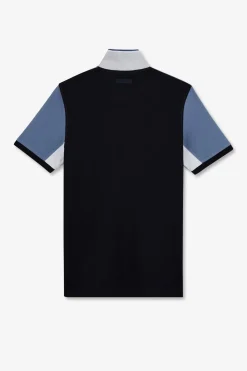 Polo Colorblock Bleu A Manches Courtes