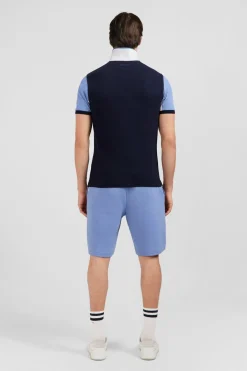 Polo Colorblock Bleu A Manches Courtes
