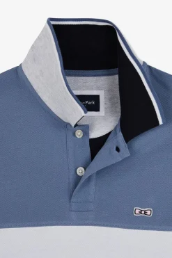 Polo Colorblock Bleu A Manches Courtes