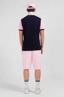 Polo Colorblock Rose A Manches Courtes