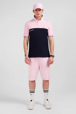 Polo Colorblock Rose A Manches Courtes