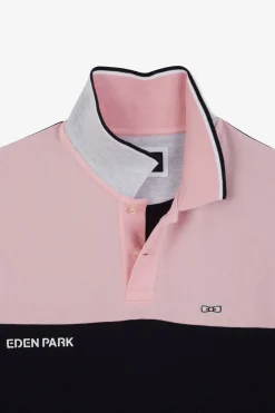 Polo Colorblock Rose A Manches Courtes