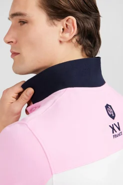 Polo Colorblock Rose En Coton Pique A Broderie Xv De France