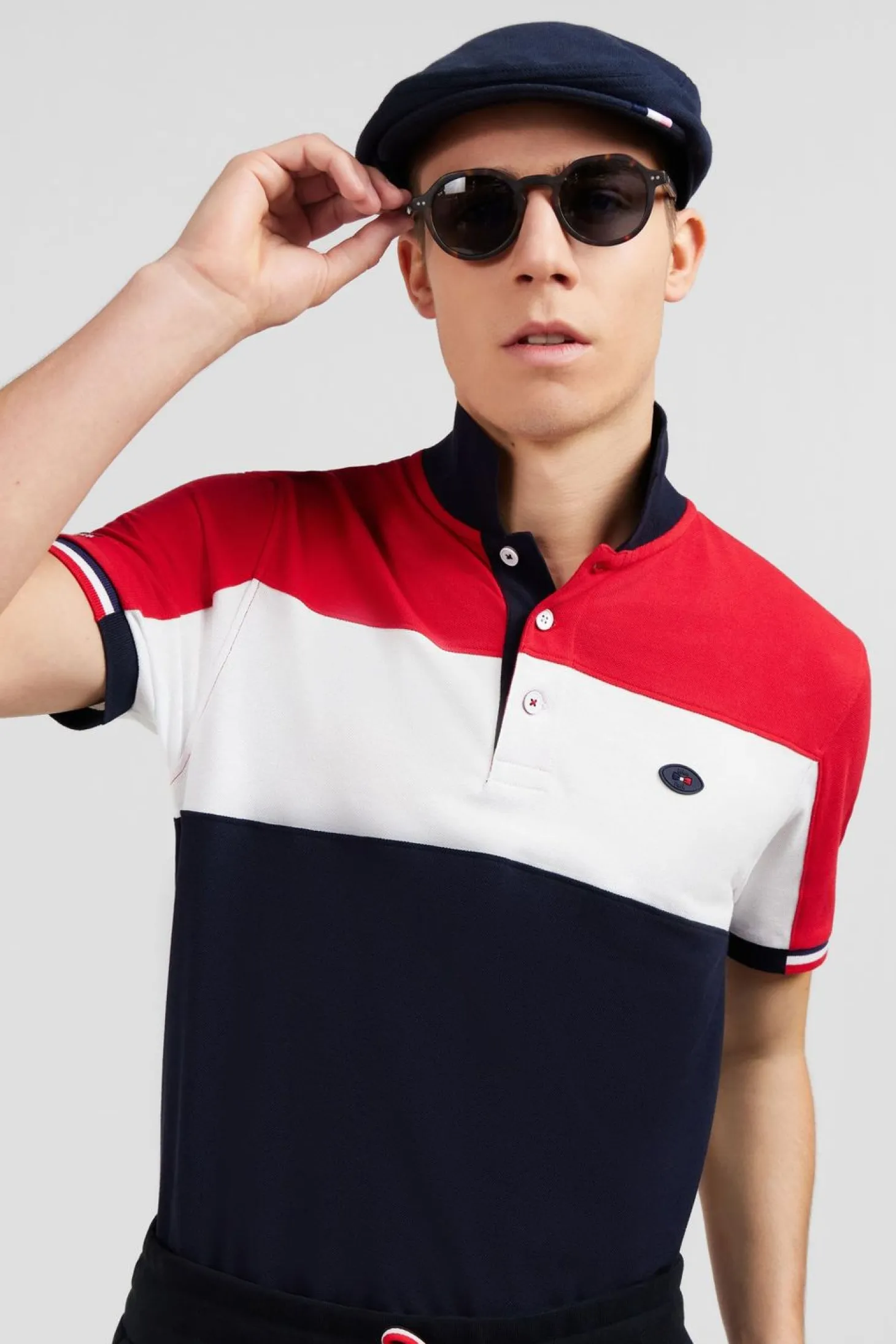 Polo Colorblock Rouge En Coton Pique A Broderie Xv De France