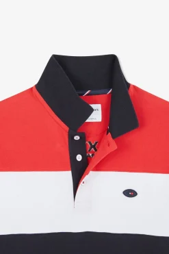 Polo Colorblock Rouge En Coton Pique A Broderie Xv De France