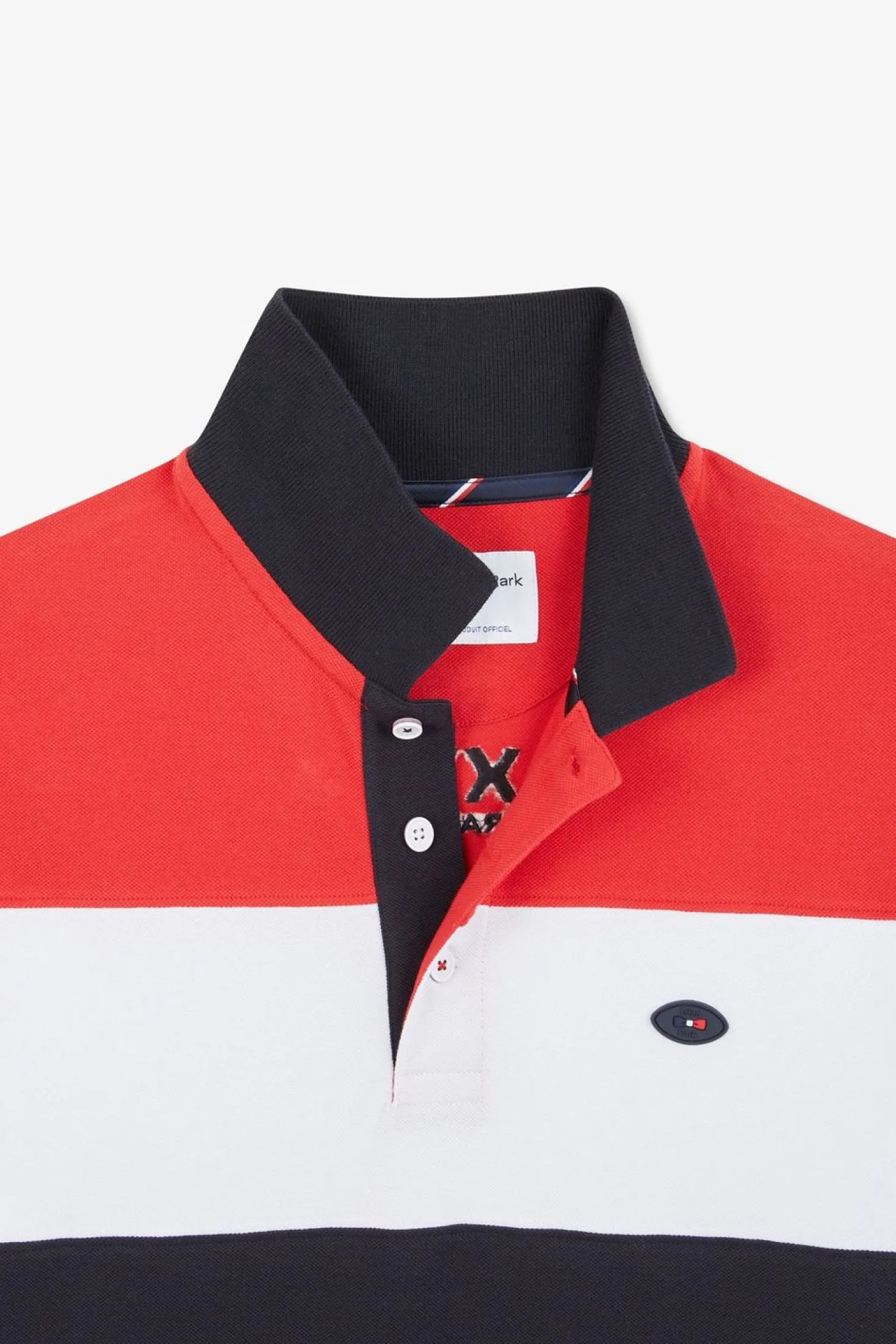 Polo Colorblock Rouge En Coton Pique A Broderie Xv De France