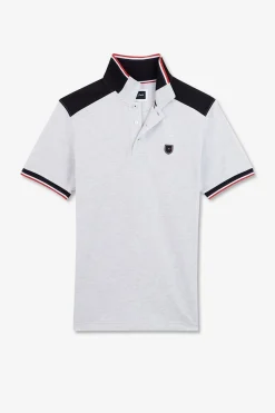 Polo Gris Colorblock Manches Courtes