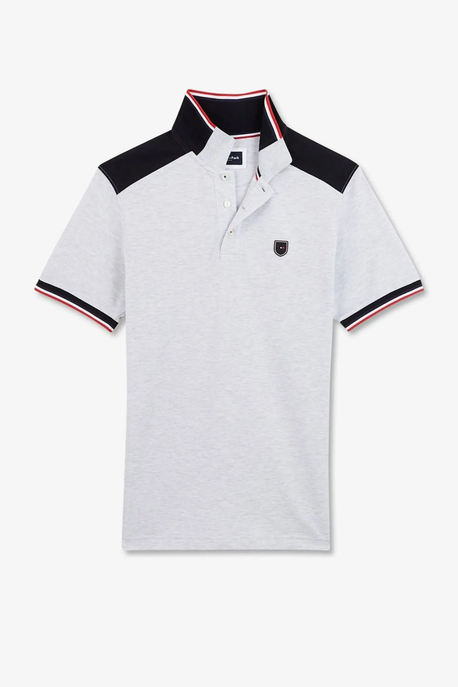 Polo Gris Colorblock Manches Courtes