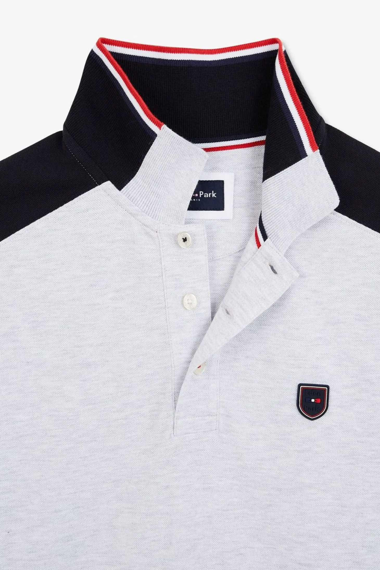 Polo Gris Colorblock Manches Courtes