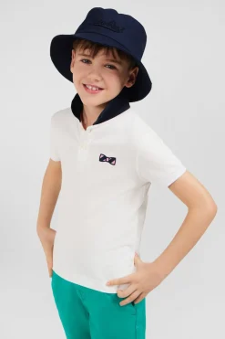 Polo Manches Courtes Blanc Broderie Fantaisie En Pique Coton