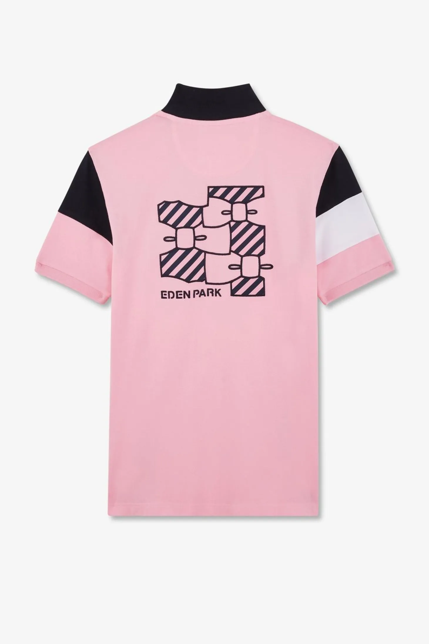 Polo Manches Courtes Rose Tricolore En Pique Coton Details Noeuds