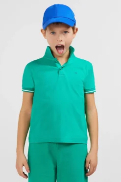 Polo Manches Courtes Vert En Pique Coton