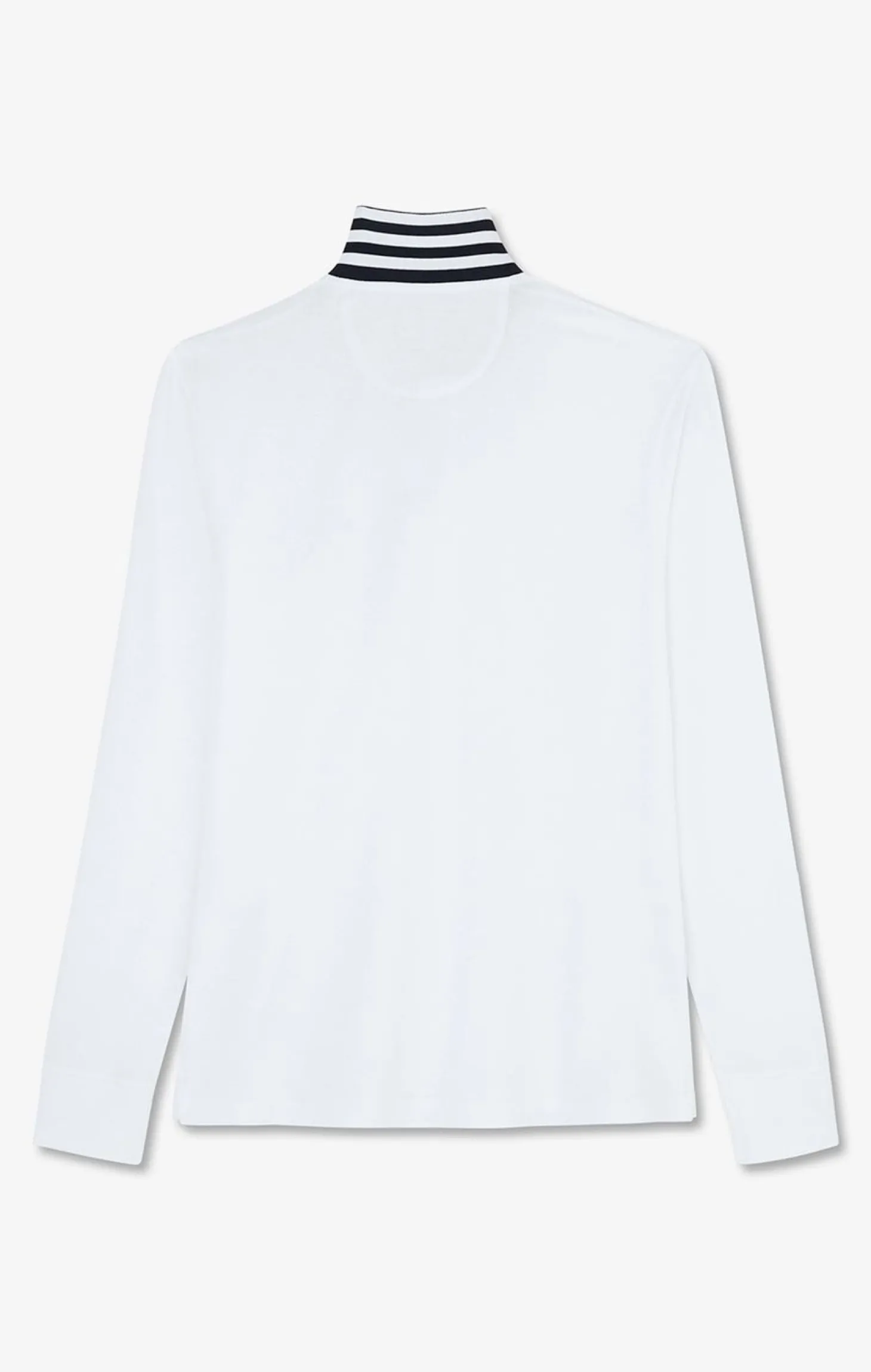 Polo Manches Longues Blanc En Coton Avec Col Contraste