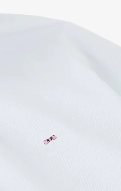 Polo Manches Longues Blanc En Coton Avec Col Contraste