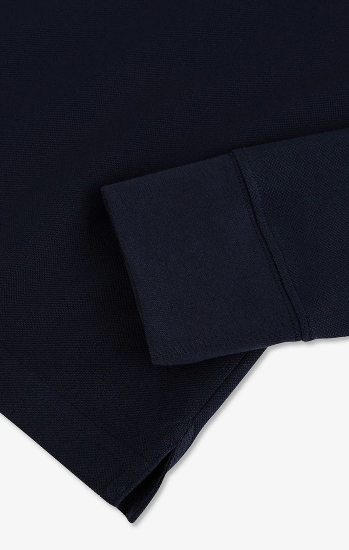 Polo Manches Longues Bleu Marine En Coton Avec Col Contraste