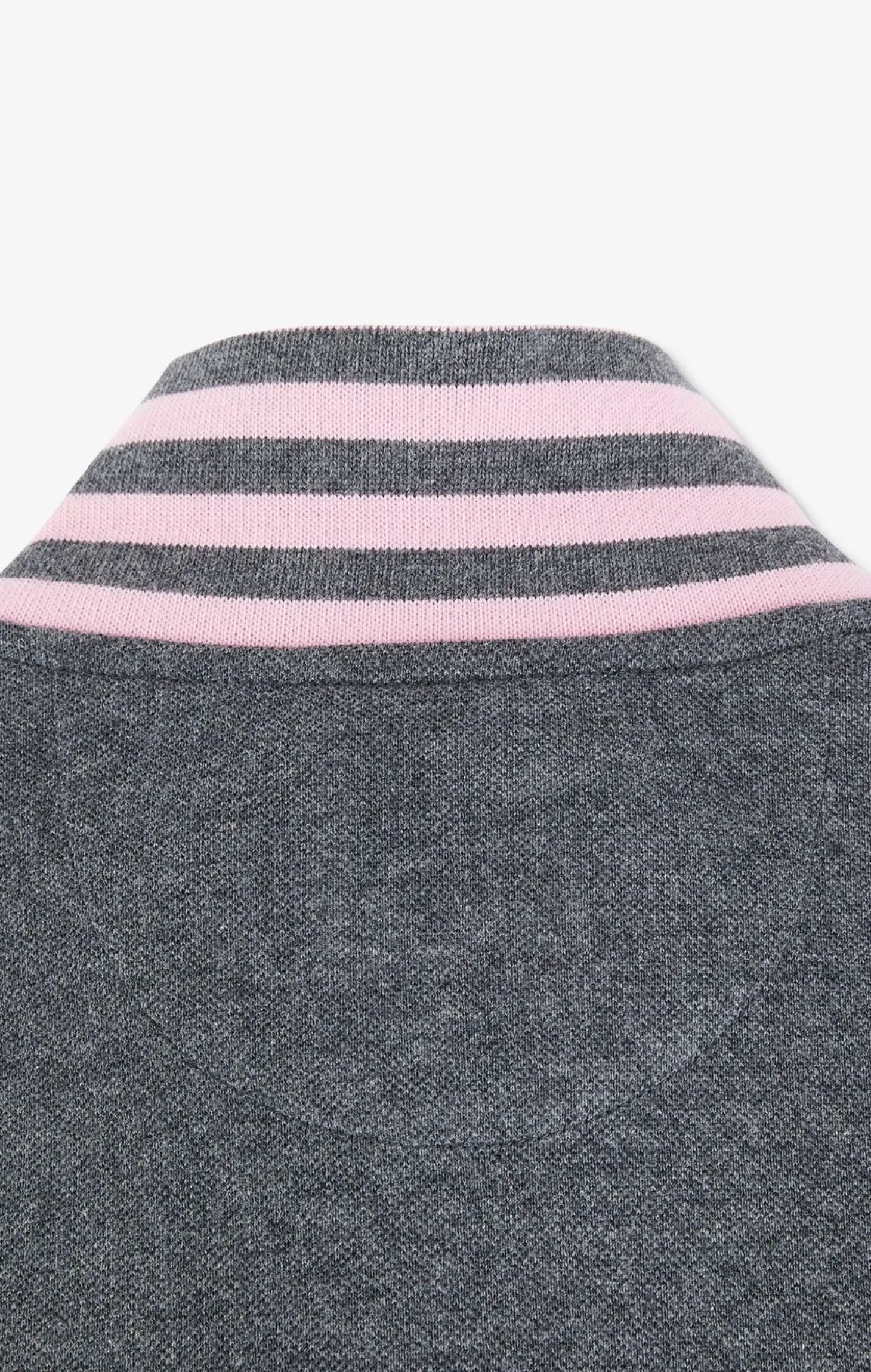 Polo Manches Longues Gris En Coton Avec Col Contraste