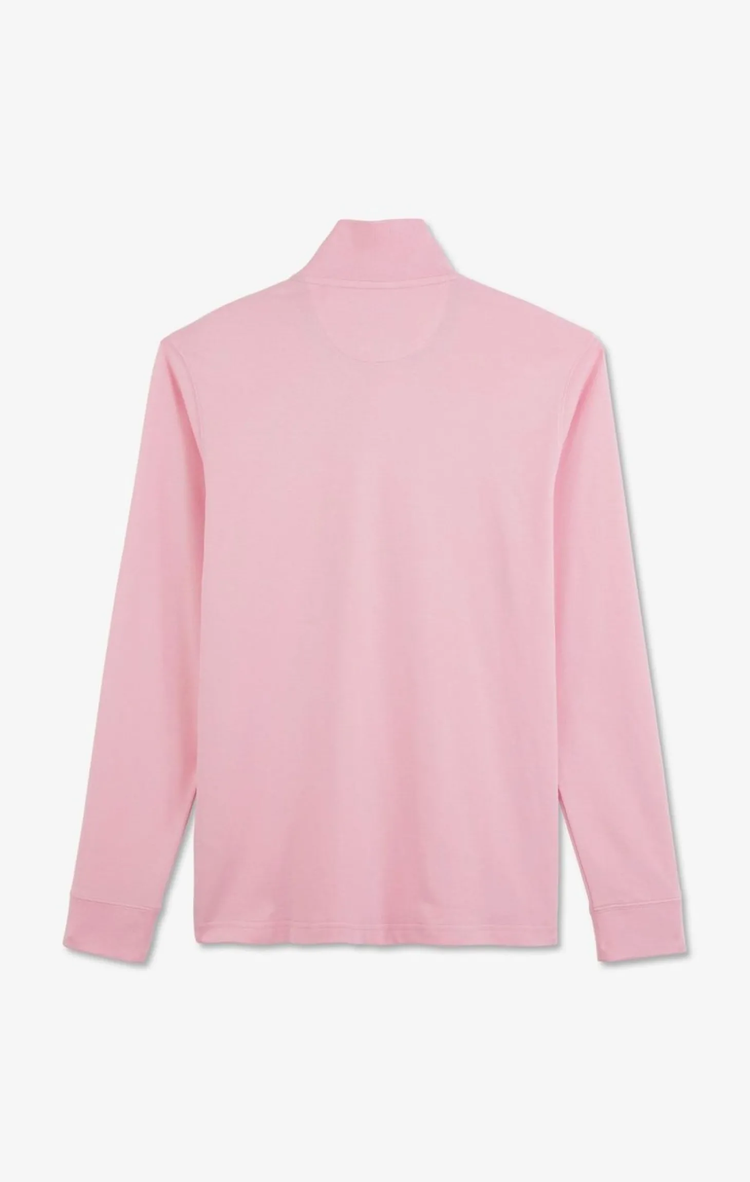 Polo Manches Longues Rose Uni En Pique De Coton Stretch