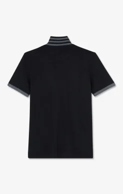 Polo Noir En Coton Pima Avec Details Contrastes