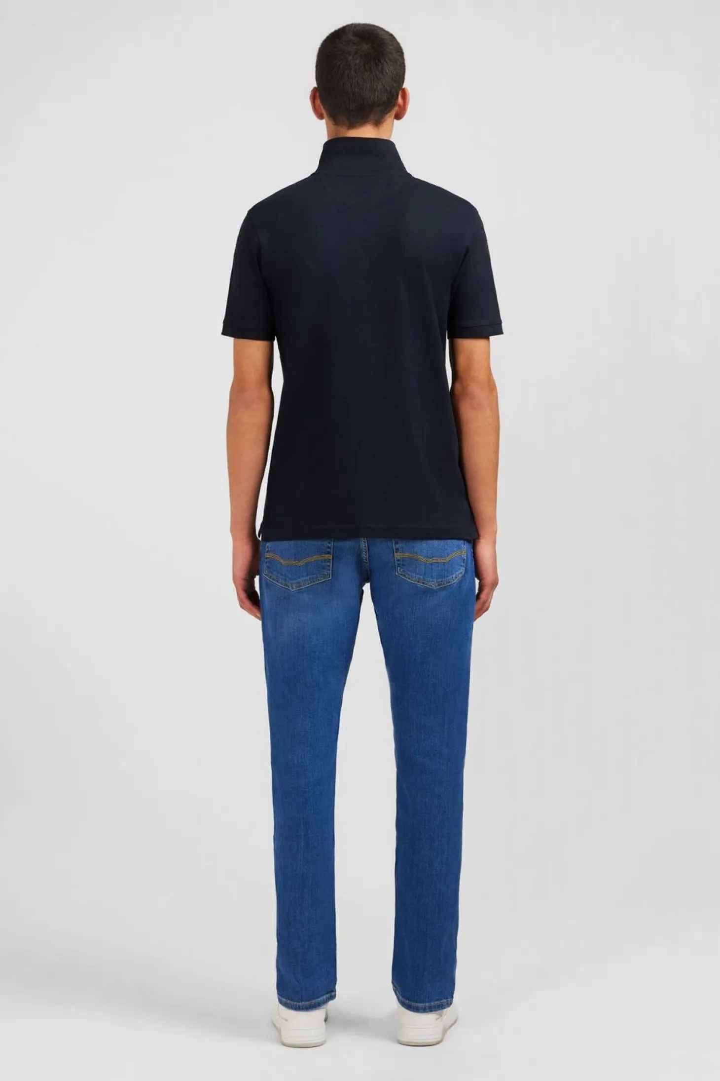 Polo Noir En Coton Pima Stretch