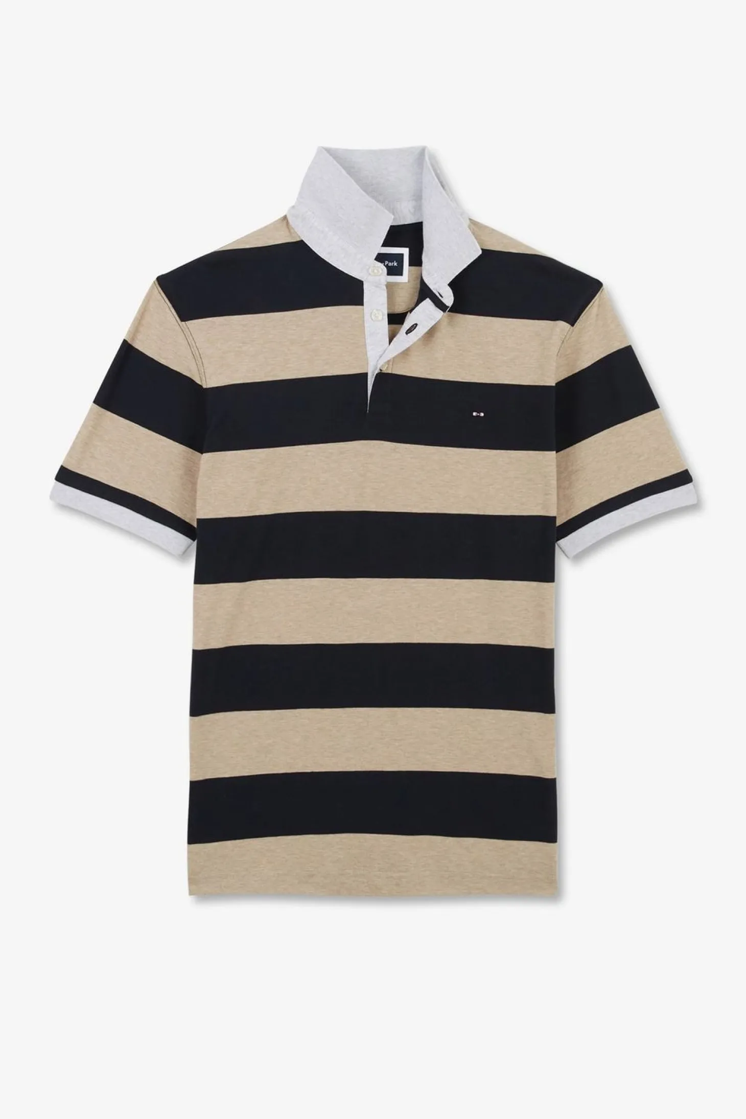 Polo Raye Beige A Manches Courtes