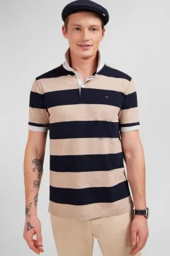 Polo Raye Beige A Manches Courtes