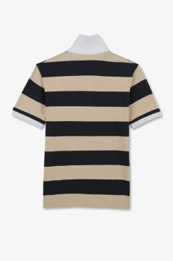 Polo Raye Beige A Manches Courtes