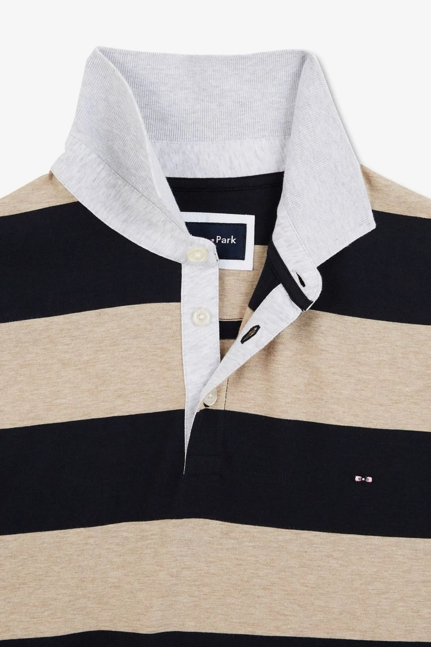 Polo Raye Beige A Manches Courtes