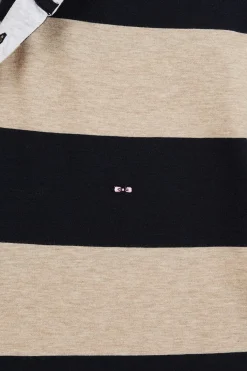 Polo Raye Beige A Manches Courtes