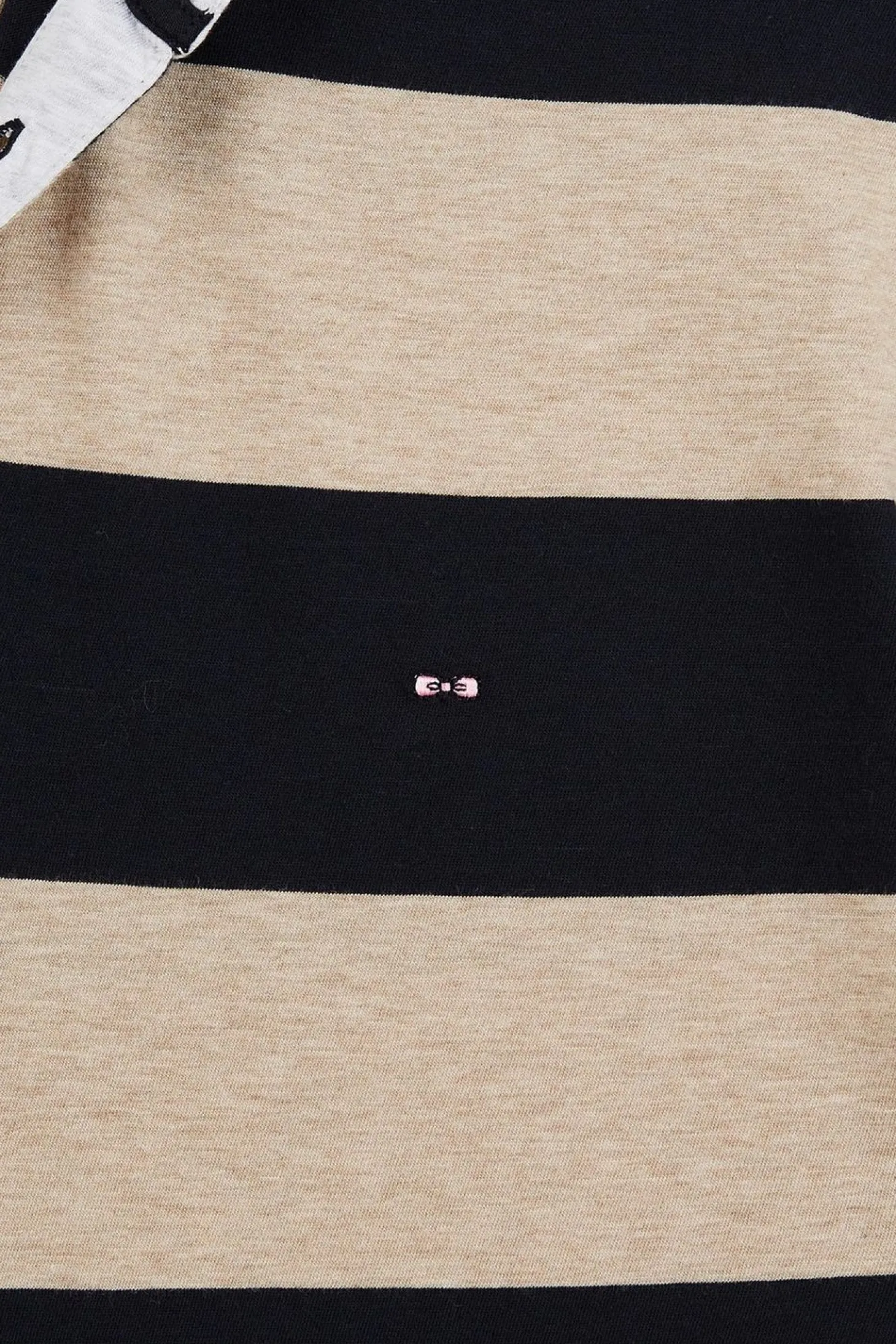 Polo Raye Beige A Manches Courtes