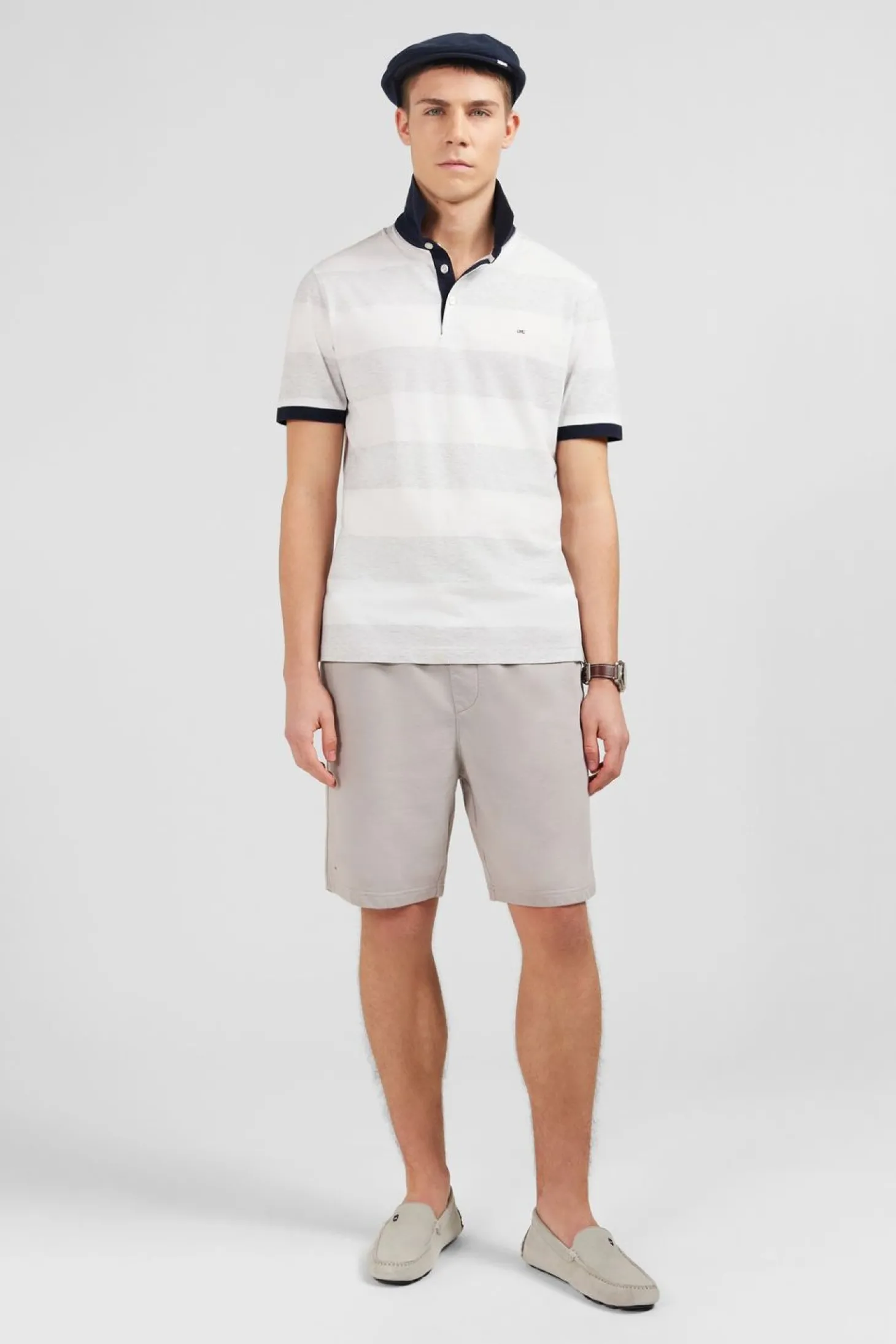 Polo Raye Blanc A Manches Courtes