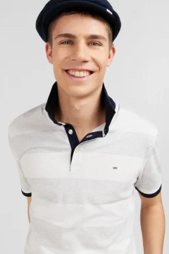 Polo Raye Blanc A Manches Courtes