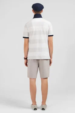 Polo Raye Blanc A Manches Courtes