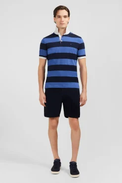 Polo Raye Bleu A Manches Courtes