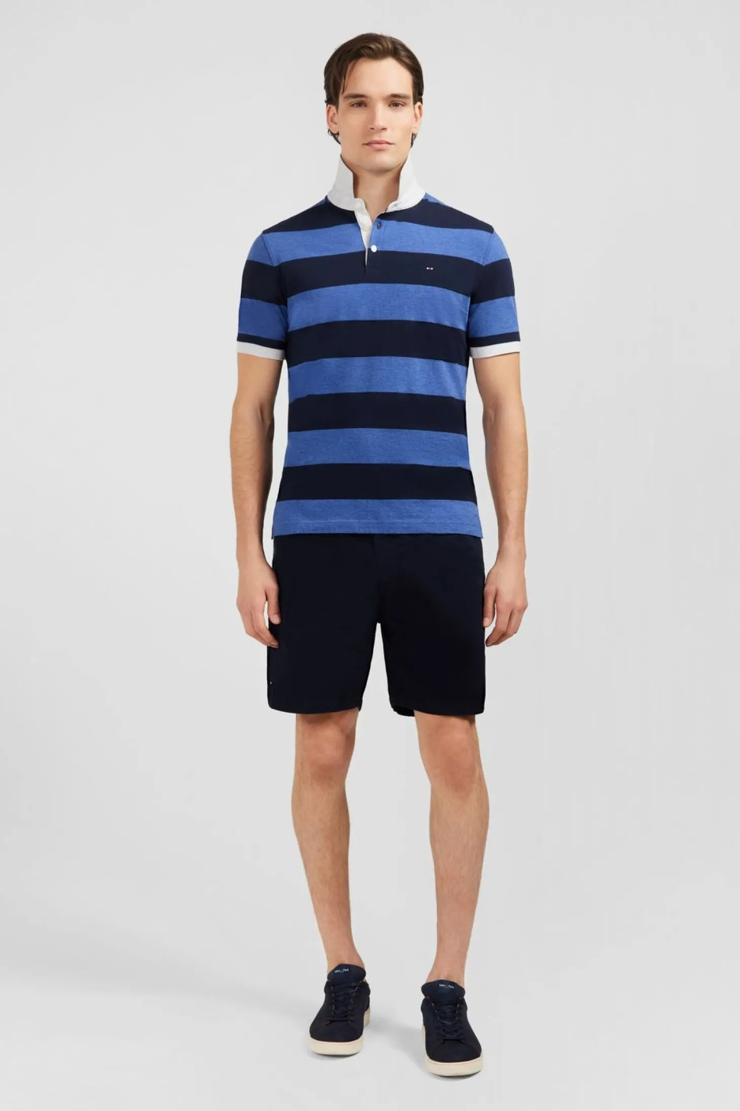 Polo Raye Bleu A Manches Courtes