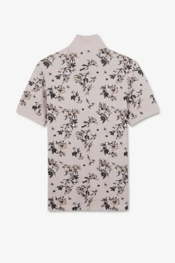 Polo Rose Imprime Exclusif Fleuri