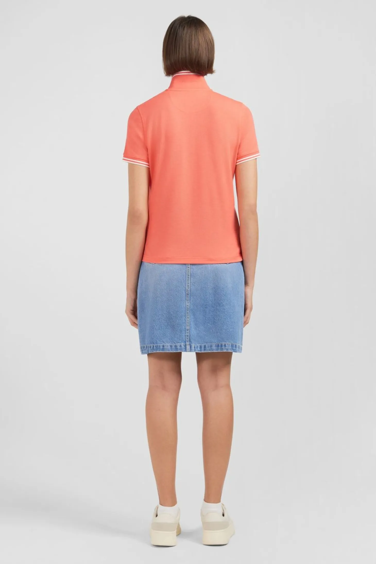 Polo Rose Saumon Manches Courtes En Coton Pima