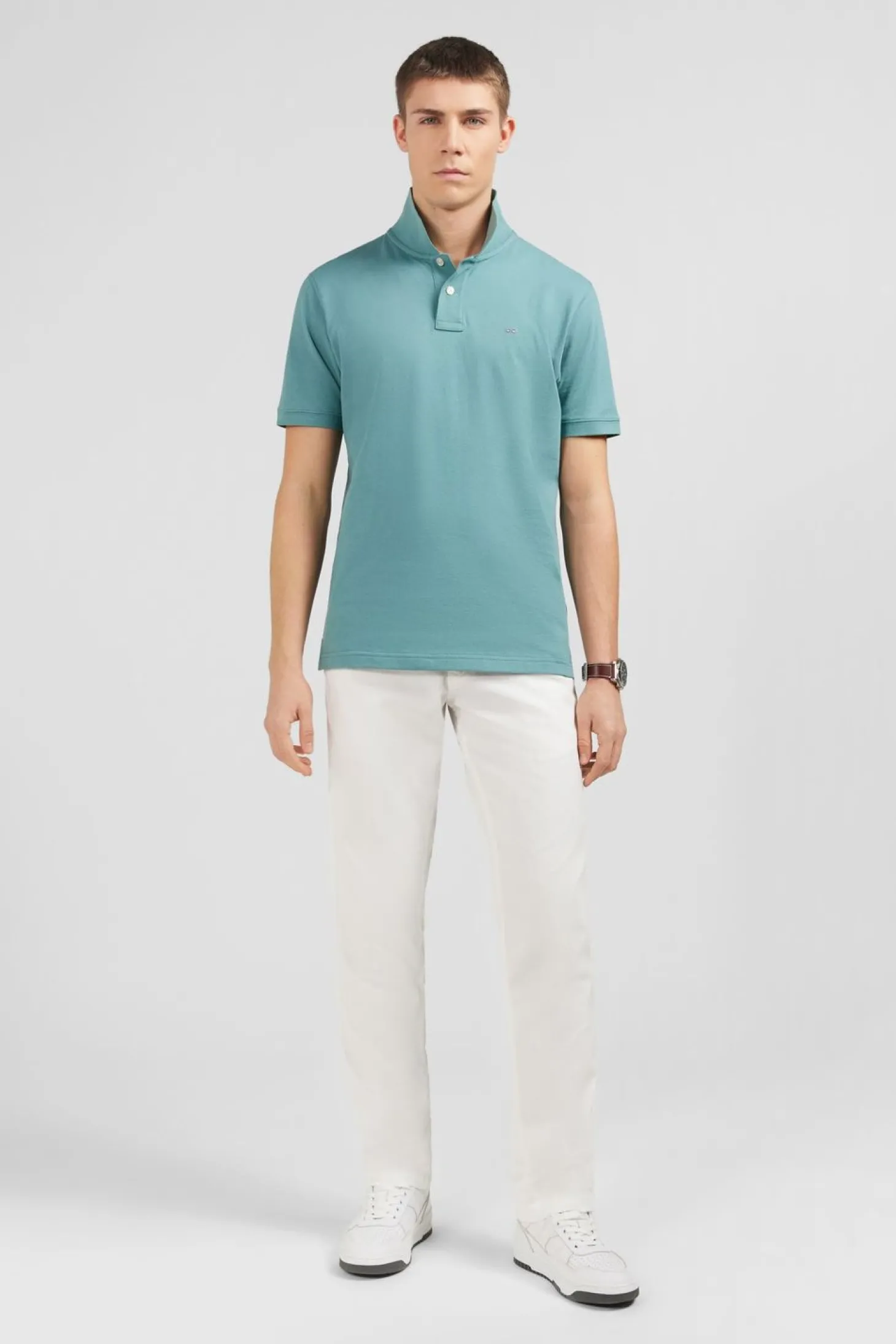 Polo Vert Uni A Manches Courtes