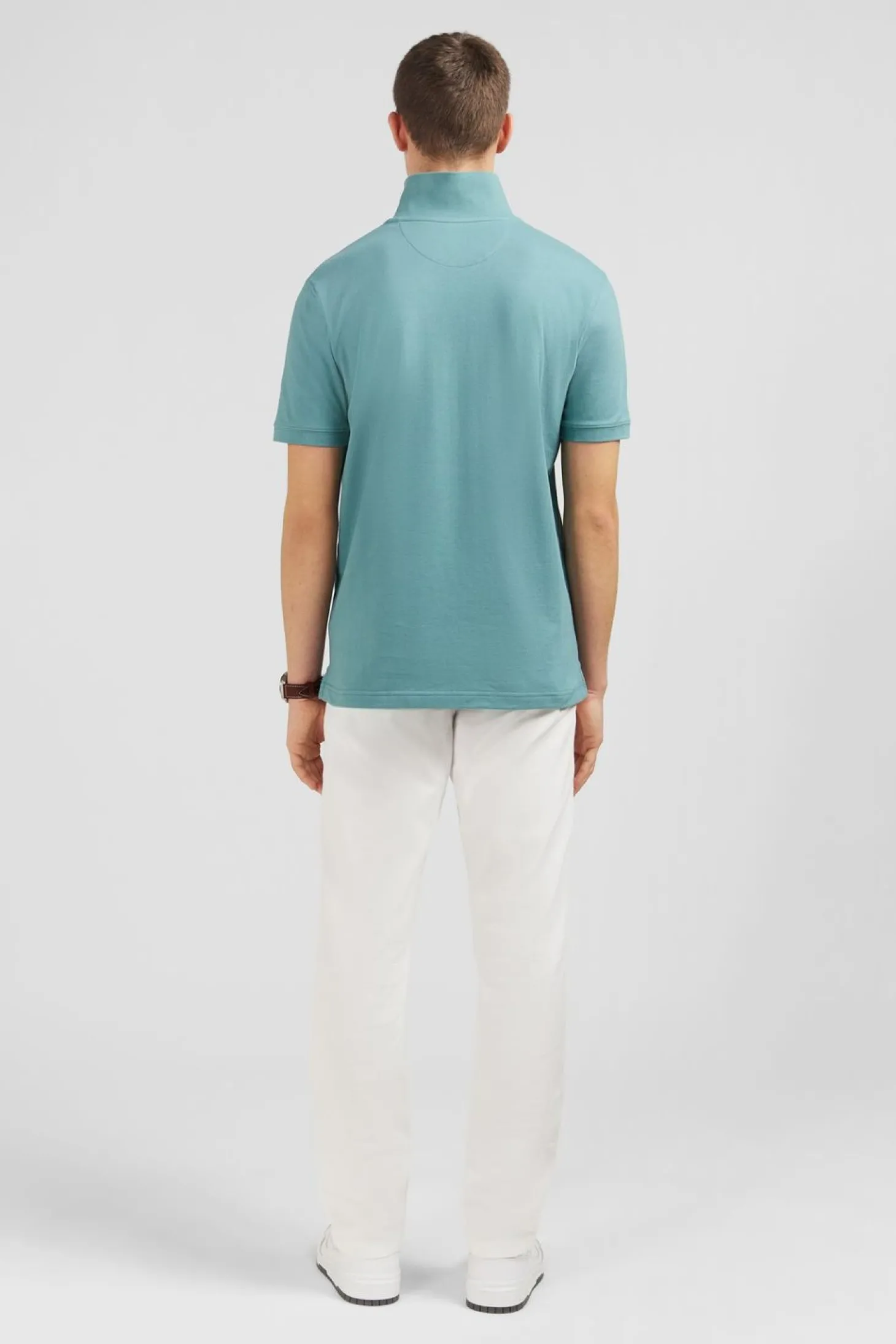 Polo Vert Uni A Manches Courtes