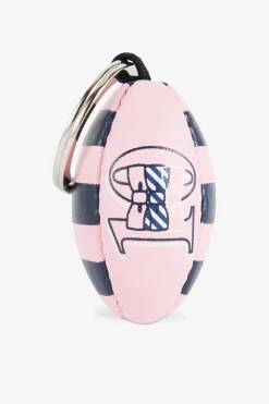 Porte-Cles Ballon De Rugby Rose Cercle Et Serigraphie