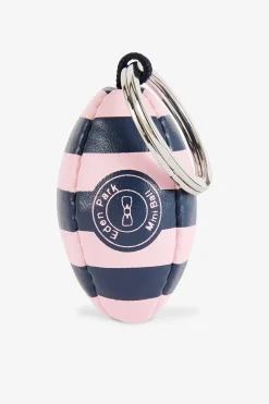 Porte-Cles Ballon De Rugby Rose Cercle Et Serigraphie